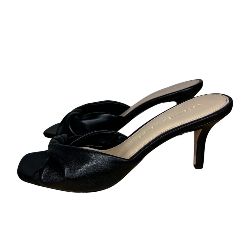 Veronica Beard Melli Black Leather Heeled Sandal NWT Size 7 - Picture 2 of 11